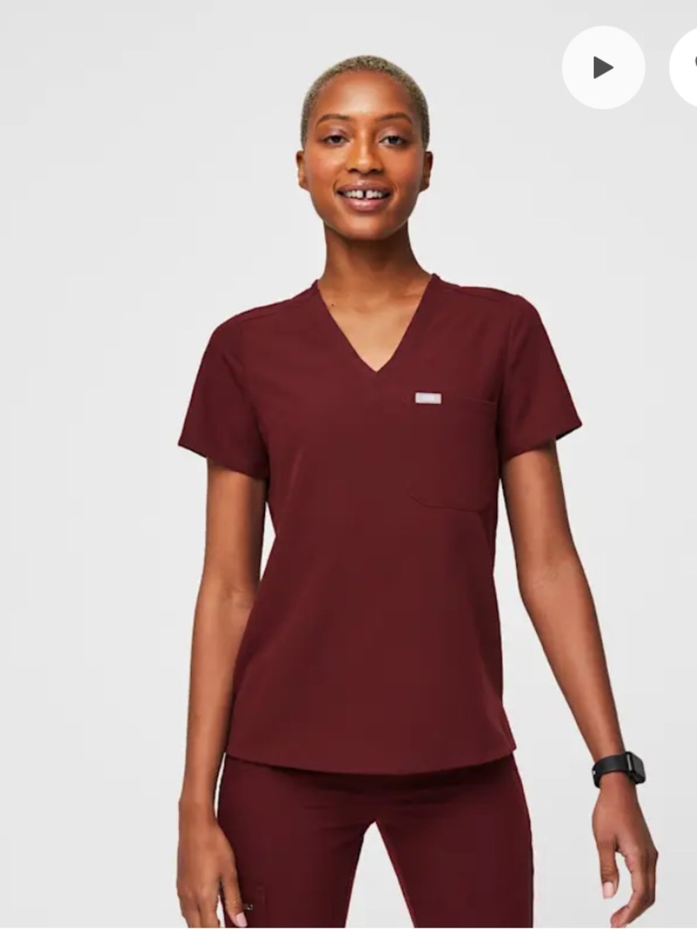 Figs Women XL Burgundy Catarina Medical Scrub Top Maroon Professional